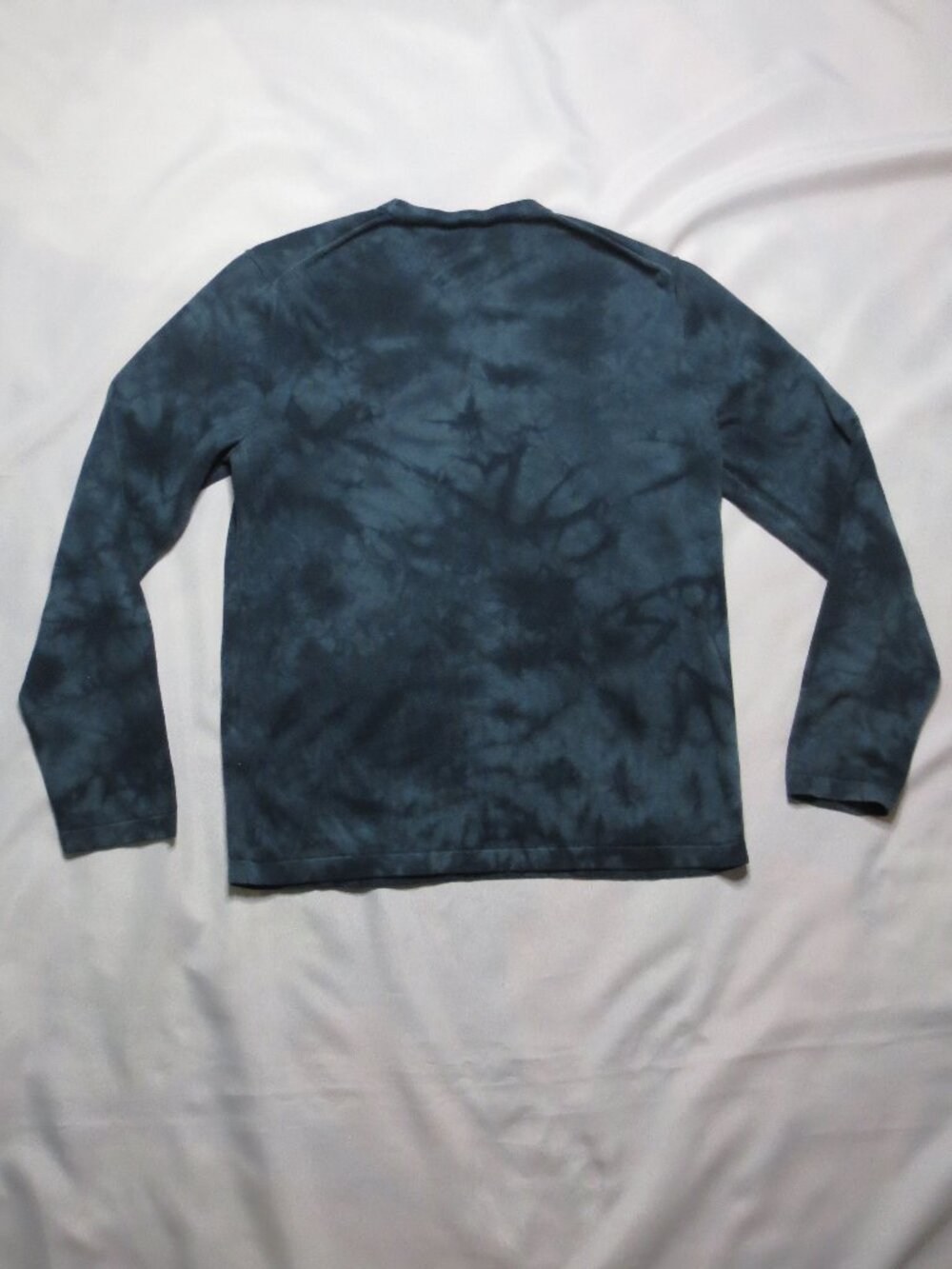 4/$14 BANANA REPUBLIC lightweight SWEATER tie-dye TEAL blue CREW unisex SIZE S
